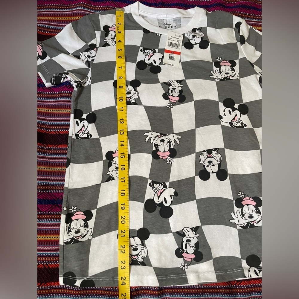 Disney Mickey Mouse Gray and White Checkered Tee - Picture 4 of 10